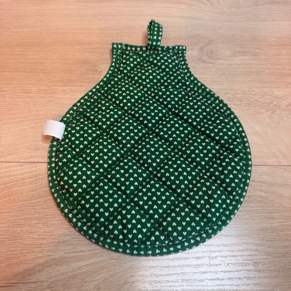 VTG B&D Christmas Poinsettia Hearts Ornament Quilted Potholder Green Red White